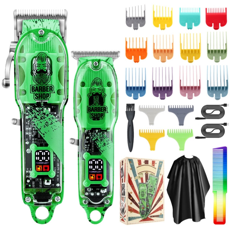 Haircutter Set Transparent Body Oil Head Electric Hair Clipper Men Home Electric Pusher, LM-2032 (Earl Green), LM-2032 (Earl Red), LM-2032 (Earl Yellow), LM-2032 (Scissors Green), LM-2032 (Scissors Red), LM-2032 (Scissors Yellow)