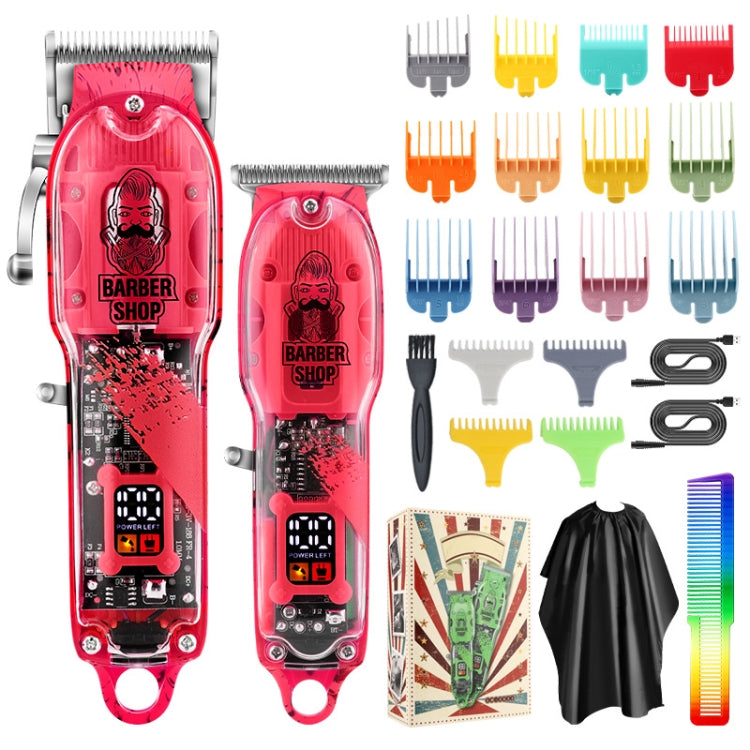 Haircutter Set Transparent Body Oil Head Electric Hair Clipper Men Home Electric Pusher, LM-2032 (Earl Green), LM-2032 (Earl Red), LM-2032 (Earl Yellow), LM-2032 (Scissors Green), LM-2032 (Scissors Red), LM-2032 (Scissors Yellow)