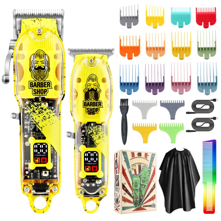 Haircutter Set Transparent Body Oil Head Electric Hair Clipper Men Home Electric Pusher, LM-2032 (Earl Green), LM-2032 (Earl Red), LM-2032 (Earl Yellow), LM-2032 (Scissors Green), LM-2032 (Scissors Red), LM-2032 (Scissors Yellow)