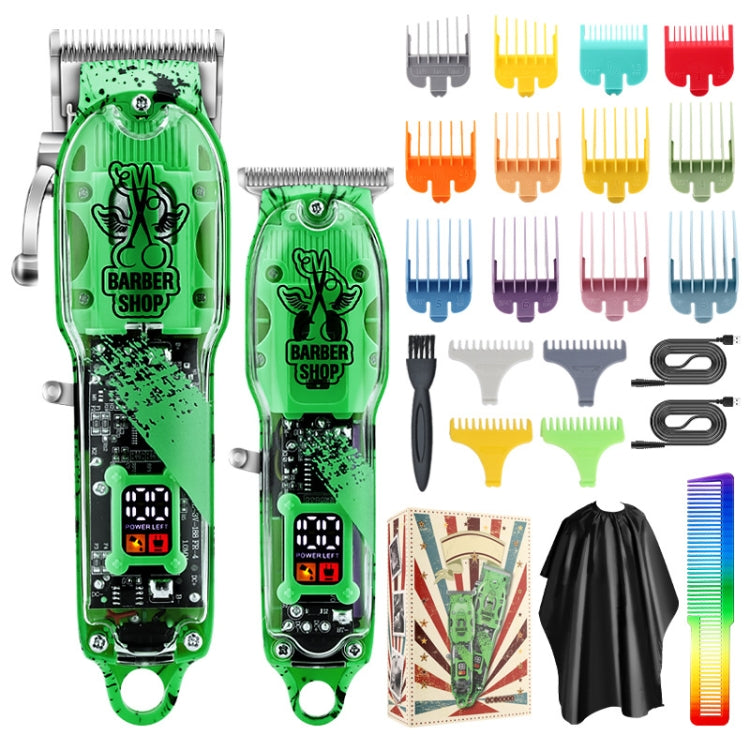 Haircutter Set Transparent Body Oil Head Electric Hair Clipper Men Home Electric Pusher, LM-2032 (Earl Green), LM-2032 (Earl Red), LM-2032 (Earl Yellow), LM-2032 (Scissors Green), LM-2032 (Scissors Red), LM-2032 (Scissors Yellow)