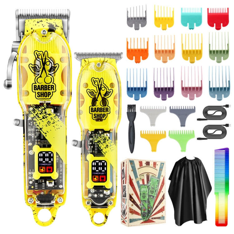 Haircutter Set Transparent Body Oil Head Electric Hair Clipper Men Home Electric Pusher, LM-2032 (Earl Green), LM-2032 (Earl Red), LM-2032 (Earl Yellow), LM-2032 (Scissors Green), LM-2032 (Scissors Red), LM-2032 (Scissors Yellow)