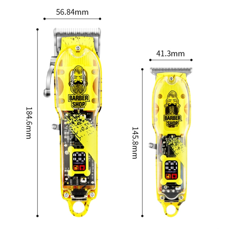Haircutter Set Transparent Body Oil Head Electric Hair Clipper Men Home Electric Pusher, LM-2032 (Earl Green), LM-2032 (Earl Red), LM-2032 (Earl Yellow), LM-2032 (Scissors Green), LM-2032 (Scissors Red), LM-2032 (Scissors Yellow)