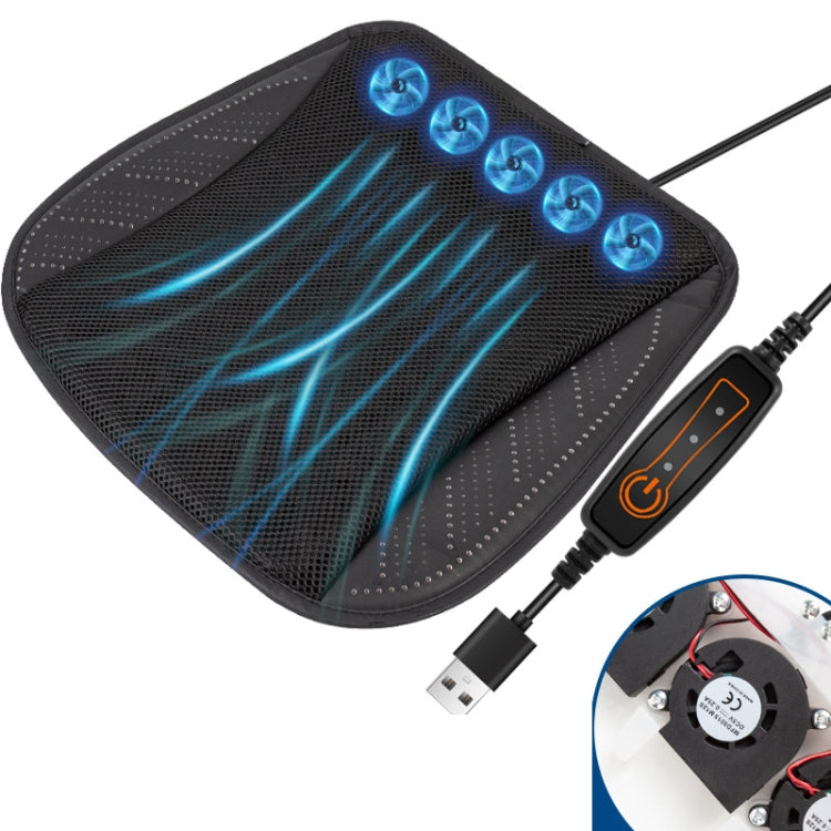 Multifunctional USB Fan Ventilation Heat Dissipation Car Seat Cushion, Black 5 Sets Fan, Red 5 Sets Fan, Blue 5 Sets Fan, Navy 5 Sets Fan