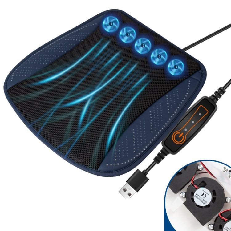 Multifunctional USB Fan Ventilation Heat Dissipation Car Seat Cushion, Black 5 Sets Fan, Red 5 Sets Fan, Blue 5 Sets Fan, Navy 5 Sets Fan