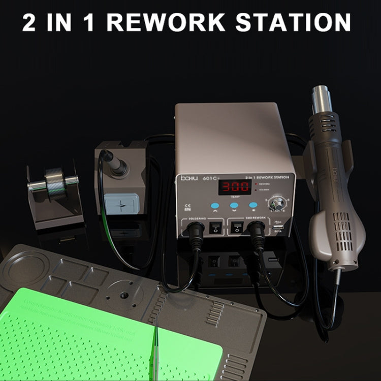 BAKU BA-601C+ Digital Display 2-In-1 Electric Soldering Iron Heat Exchanger Mobile Phone Maintenance Desoldering, EU Plug 220V, US Plug 110V