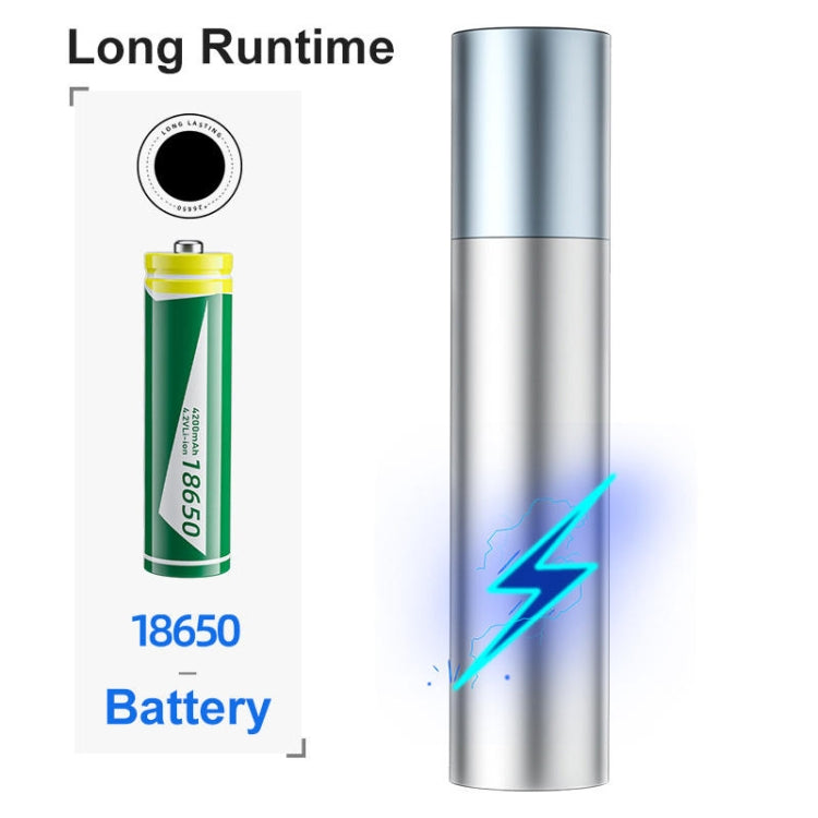 1200mAh LED Outdoor Strong Lighting Lithium Battery Flashlight, Fixed Focus Silver, Fixed Focus Black, Zoom Silver, Zoom Black