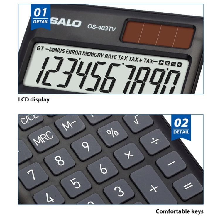 OSALO OS-403TV 10-digit LCD Screen Solar Dual Power Supply Mini Student Desktop Calculator, OS-403TV