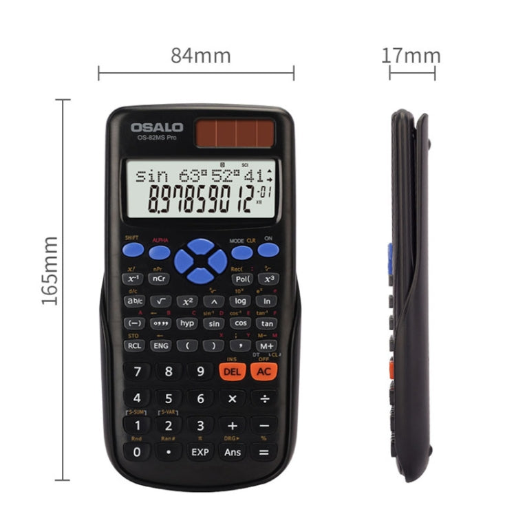 OSALO OS-82MS Pro 240 Functions LCD Screen Solar Dual Power Supply Plug-in Teaching Calculator