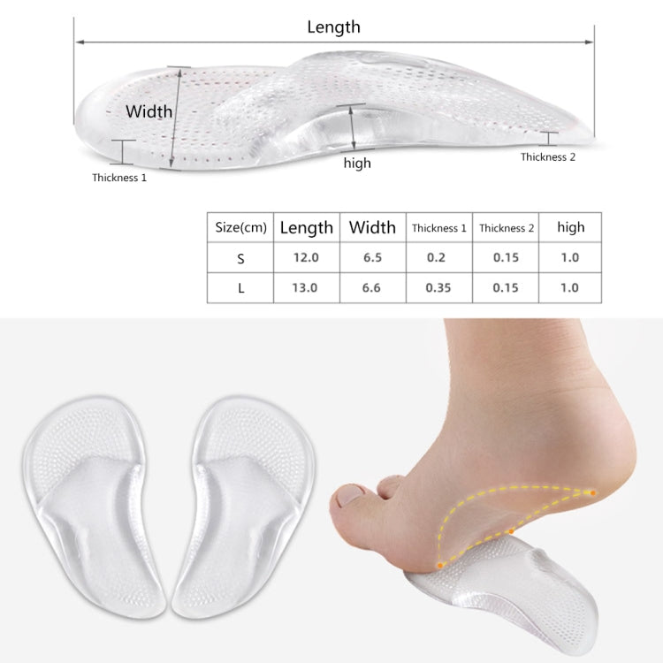 1pair Flat Feet Arch Support Shoe Insoles Adhesive Reusable Arch Cushions, L 40-45, S 35-40