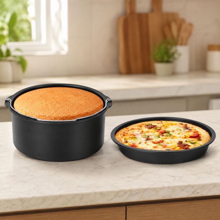 Cake Basket with Handle + Pizza Tray Air Fryer Accessory Set Bakeware, 6 -inch, 7 -inch, 8 -inch, 9 -inch