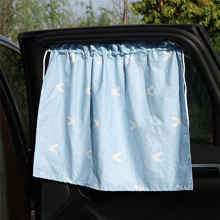 Car Heat Insulation Blackout Cartoon Cotton Sunshade, Rabbit, Striped Blue Rabbit, Coffee Wave Point, Small Floral, Pony, Pink, Blue Flower, Cherry, Long Ears Rabbit