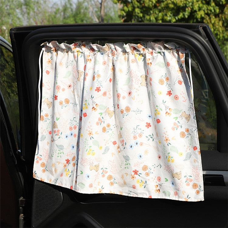 Car Heat Insulation Blackout Cartoon Cotton Sunshade, Rabbit, Striped Blue Rabbit, Coffee Wave Point, Small Floral, Pony, Pink, Blue Flower, Cherry, Long Ears Rabbit