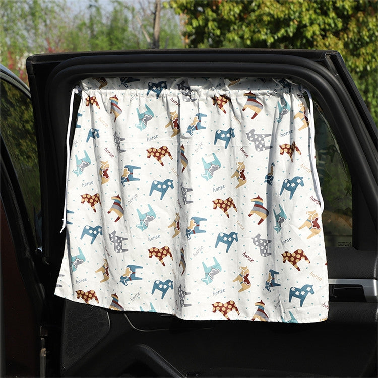 Car Heat Insulation Blackout Cartoon Cotton Sunshade, Rabbit, Striped Blue Rabbit, Coffee Wave Point, Small Floral, Pony, Pink, Blue Flower, Cherry, Long Ears Rabbit