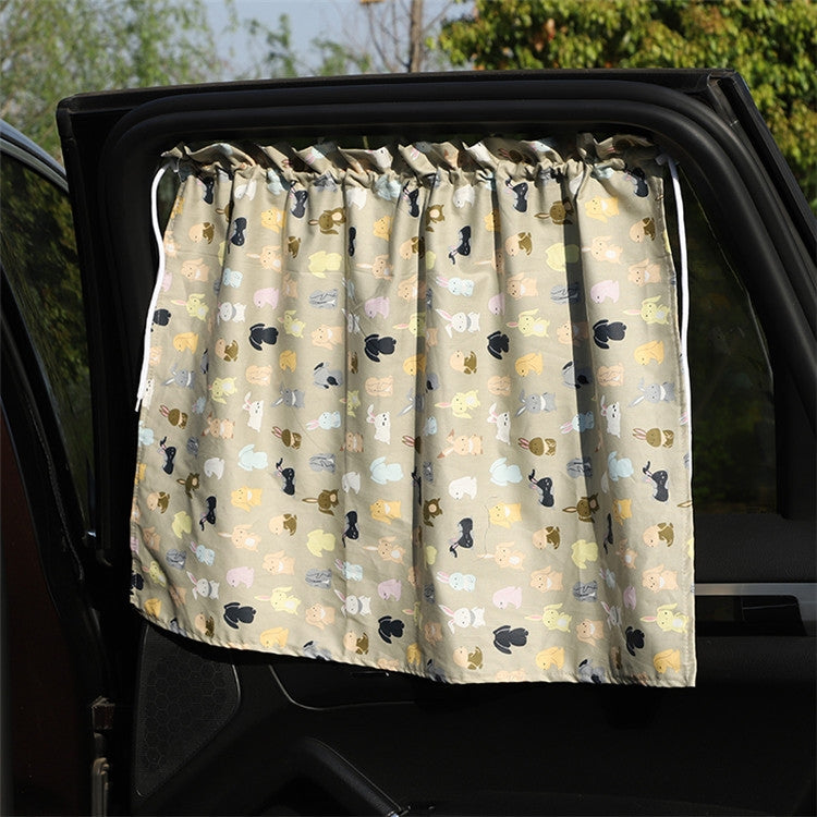 Car Heat Insulation Blackout Cartoon Cotton Sunshade, Rabbit, Striped Blue Rabbit, Coffee Wave Point, Small Floral, Pony, Pink, Blue Flower, Cherry, Long Ears Rabbit