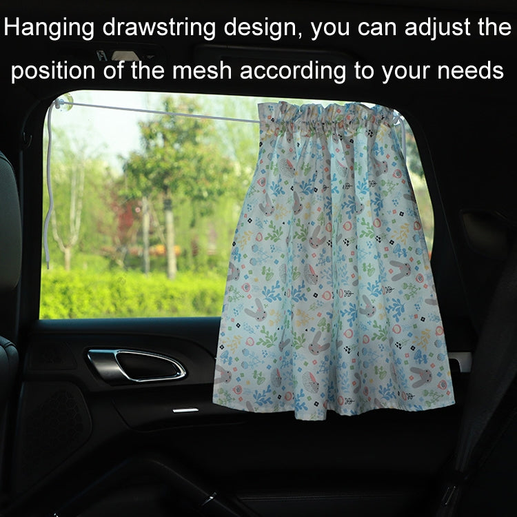Car Heat Insulation Blackout Cartoon Cotton Sunshade, Rabbit, Striped Blue Rabbit, Coffee Wave Point, Small Floral, Pony, Pink, Blue Flower, Cherry, Long Ears Rabbit