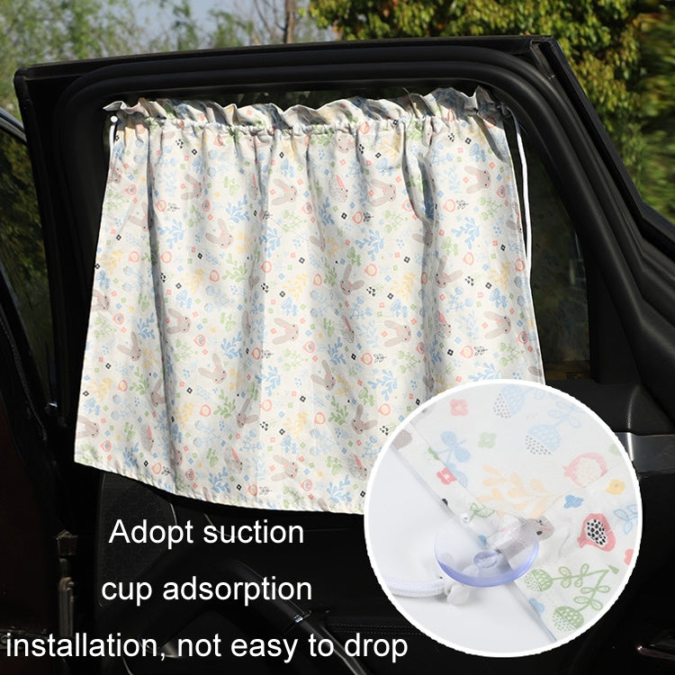 Car Heat Insulation Blackout Cartoon Cotton Sunshade, Rabbit, Striped Blue Rabbit, Coffee Wave Point, Small Floral, Pony, Pink, Blue Flower, Cherry, Long Ears Rabbit