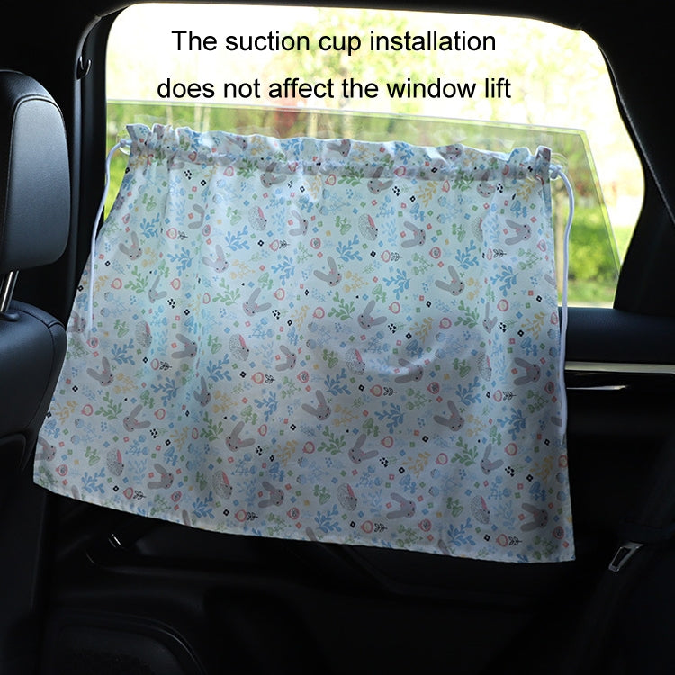 Car Heat Insulation Blackout Cartoon Cotton Sunshade, Rabbit, Striped Blue Rabbit, Coffee Wave Point, Small Floral, Pony, Pink, Blue Flower, Cherry, Long Ears Rabbit
