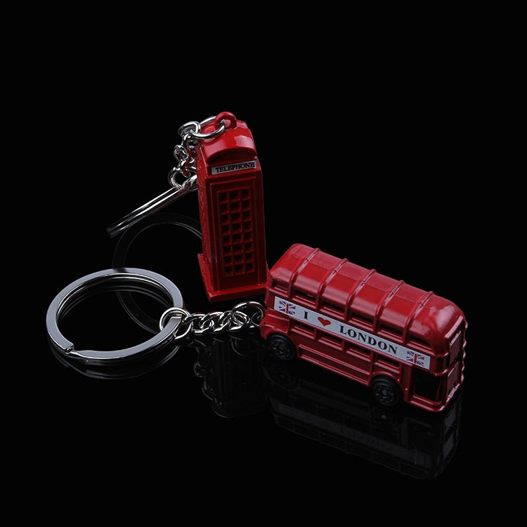 2pcs Mailbox Off-Road Vehicle Key Chain UK Tourism Souvenir Gift, Bus, Telephone Booth