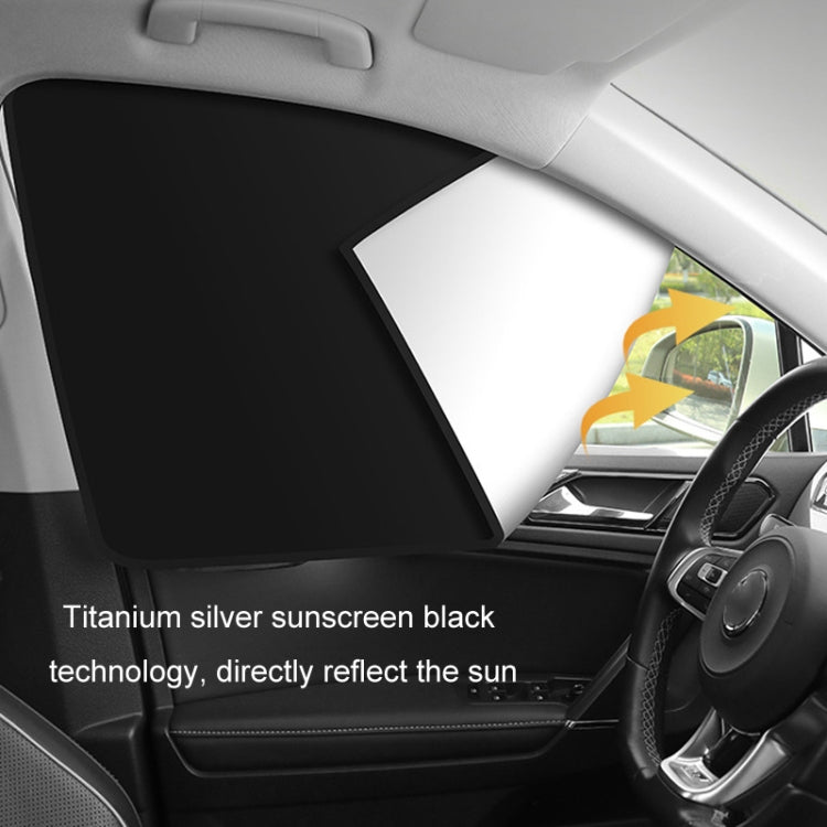 Heat-insulating Opaque Vinyl Coated Magnetic Car Curtains, Full Blackout Principal Drive, Full Blackout Co-pilot, Full Blackout Rear Row, Titanium Silver Principal Driver, Titanium Silver Co-pilot, Titanium Silver Rear Row