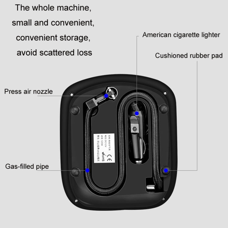 12V Metal Cylinder Smart Digital Display Portable Mini Tire Pump, No. 30 Manual Shutdown, No. 30 Automatic Charging Stopping
