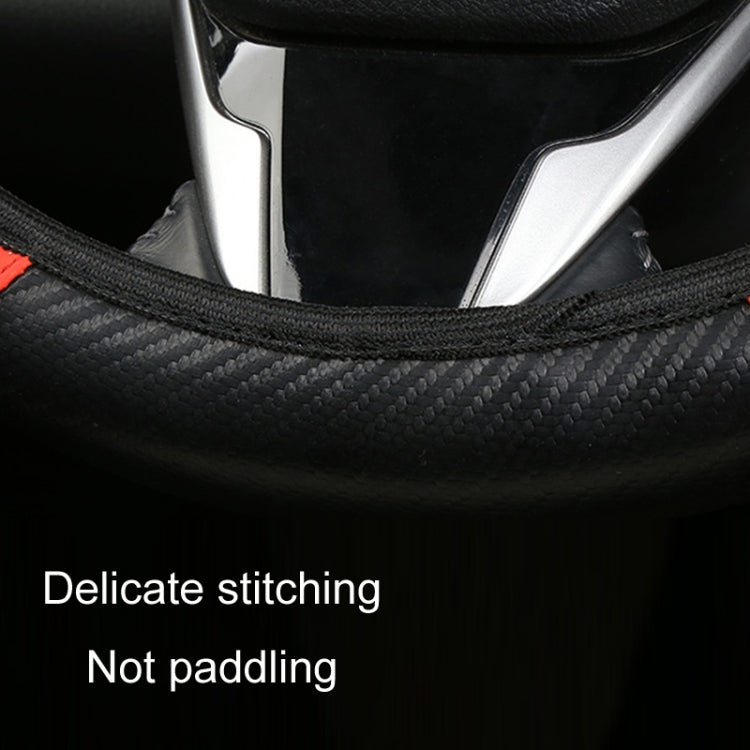 38cm Carbon Fiber Elastic Leather Without Inner Ring Car Steering Wheel Cover, Blue, Purple, Red, Claret, Black, Liquor