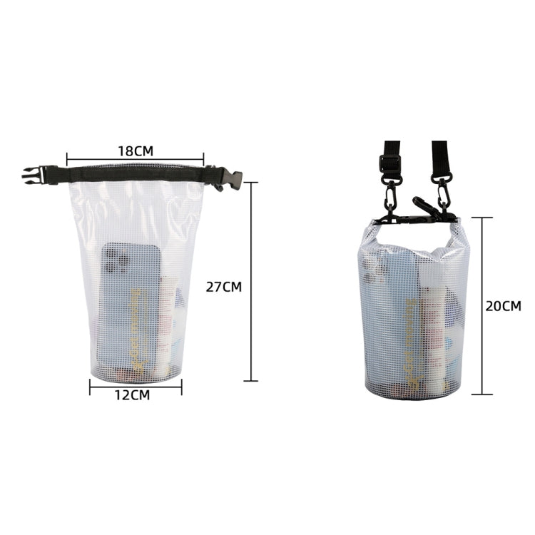 2L Outdoor Translucent Waterproof Bag Beach Rafting Swimming Bag, without Strap