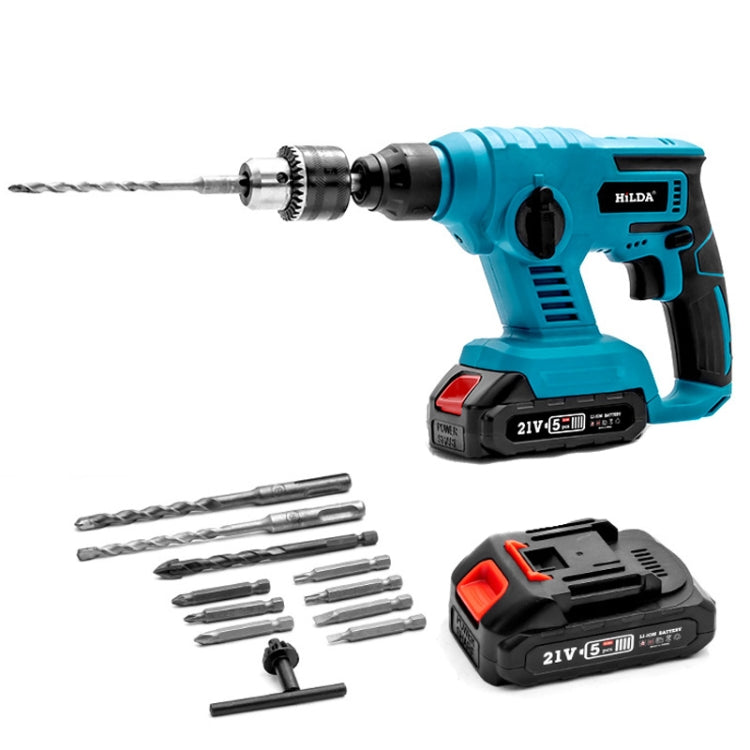 HILDA 12pcs /Set Li-Ion Power Hammer Electrical Impact Drill, 1 Battery+1 Charger EU Plug, 2 Battery+1 Charger EU Plug, 1 Battery+1 Charger US Plug, 2 Battery+1 Charger US Plug