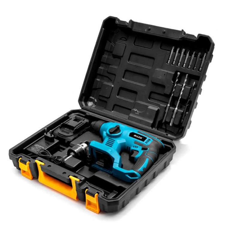 HILDA 12pcs /Set Li-Ion Power Hammer Electrical Impact Drill, 1 Battery+1 Charger EU Plug, 2 Battery+1 Charger EU Plug, 1 Battery+1 Charger US Plug, 2 Battery+1 Charger US Plug