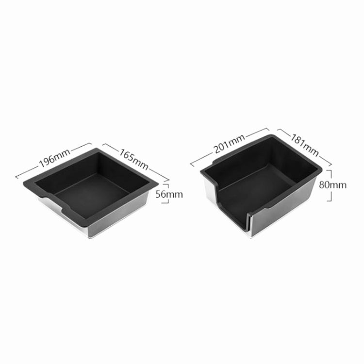 For Tesla Model 3 / Y Silicone Double Layer Storage Small Ice Box, Center Front With Divider (Black), Rear Center No Separation (Black)
