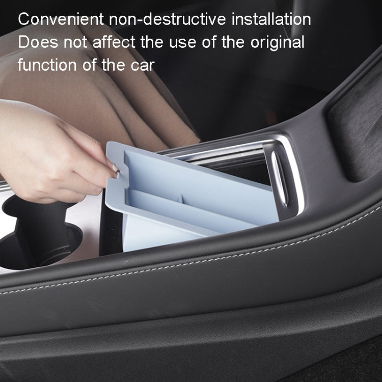 For Tesla Model 3 / Y Silicone Double Layer Storage Small Ice Box, Center Front With Divider (Black), Rear Center No Separation (Black)
