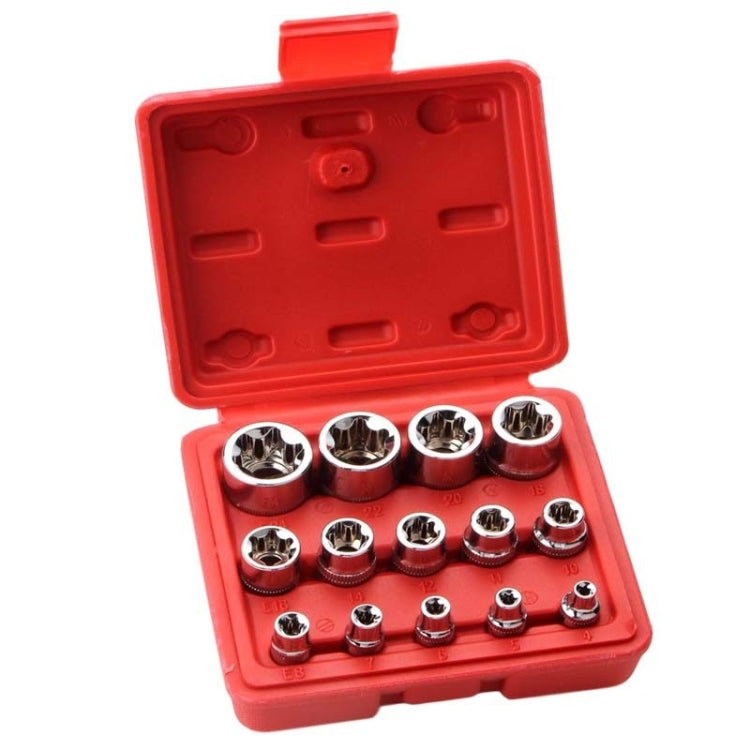 14pcs/set E-type 6-corner Plum Blossom Socket Combination Car Repair Kit Tool
