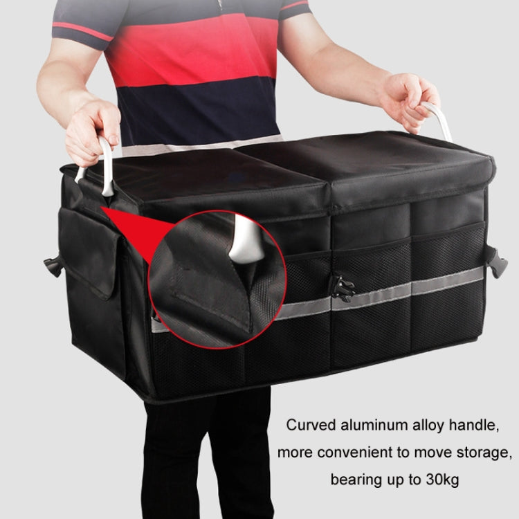 Car Trunk Storage Box Oxford Cloth Folding Organizer With Reflective Strips, Large Gray, Small Gray