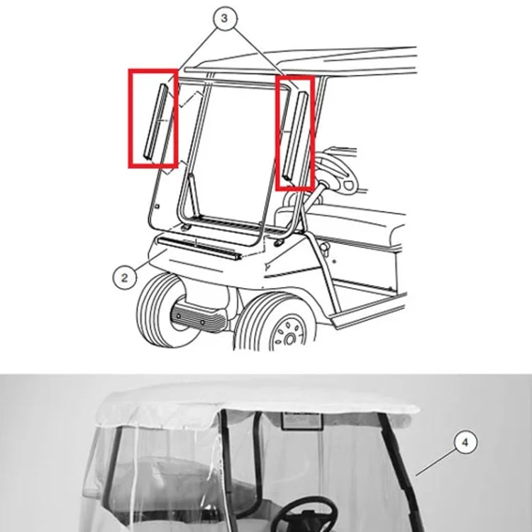 For Club Car One Piece Folding Windshield Tab Golf Cart Accessories 101444101, 2pcs 32cm