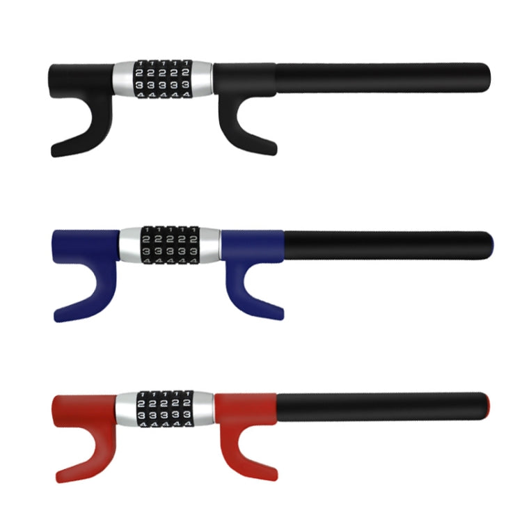 Car Anti-Theft Steering Wheel Retractable Adjustable Code Lock, Black, Blue, Red