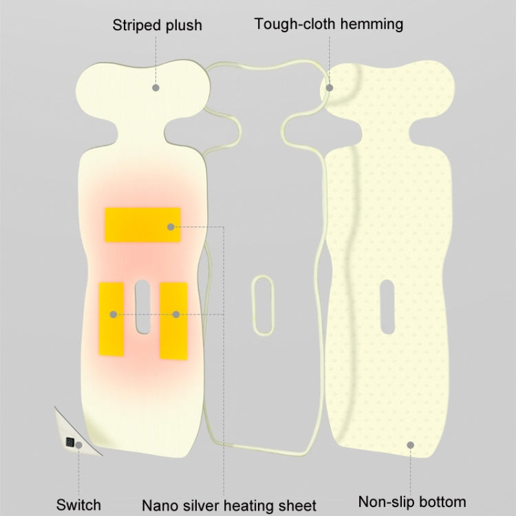 Car USB Heated Seat Cushion Winter Plush Child Seat Pad, 90x32cm