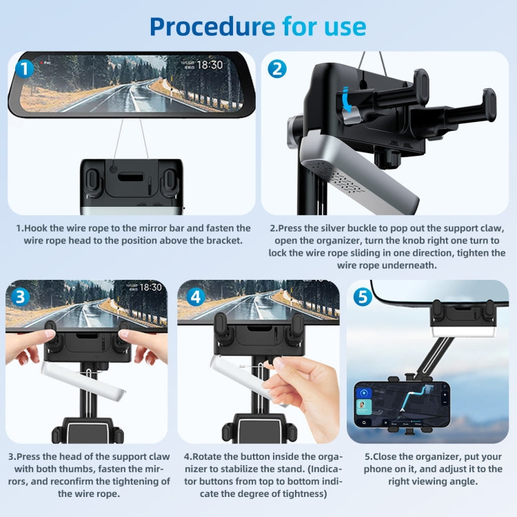 Car Rearview Mirror Phone Holder 360 Degree Rotation Smartphones Stand