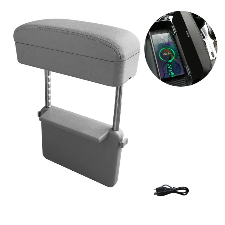 Car Wireless Charging Armrest Box Multifunctional Seat Crack Storage Box, Beige, Black White Line, Black Red Line, Black Line, Brown, Grey
