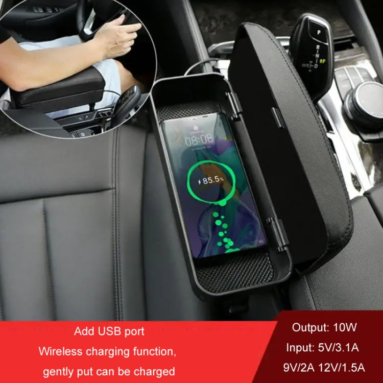 Car Wireless Charging Armrest Box Multifunctional Seat Crack Storage Box, Beige, Black White Line, Black Red Line, Black Line, Brown, Grey