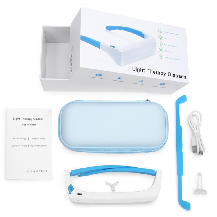 SAD Light Therapy Glasses Wearable UV-Free Blue & White LED Light Therapy Lamp, English Version, Japanese Version