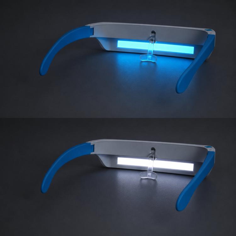 SAD Light Therapy Glasses Wearable UV-Free Blue & Red LED Light Therapy Lamp, English Version, Japanese Version