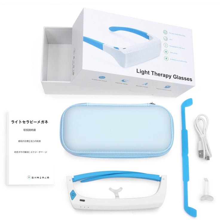 SAD Light Therapy Glasses Wearable UV-Free Blue & White LED Light Therapy Lamp, English Version, Japanese Version