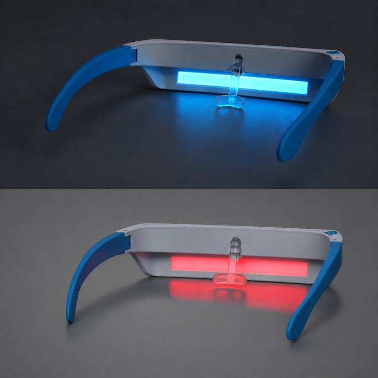 SAD Light Therapy Glasses Wearable UV-Free Blue & Red LED Light Therapy Lamp, English Version, Japanese Version