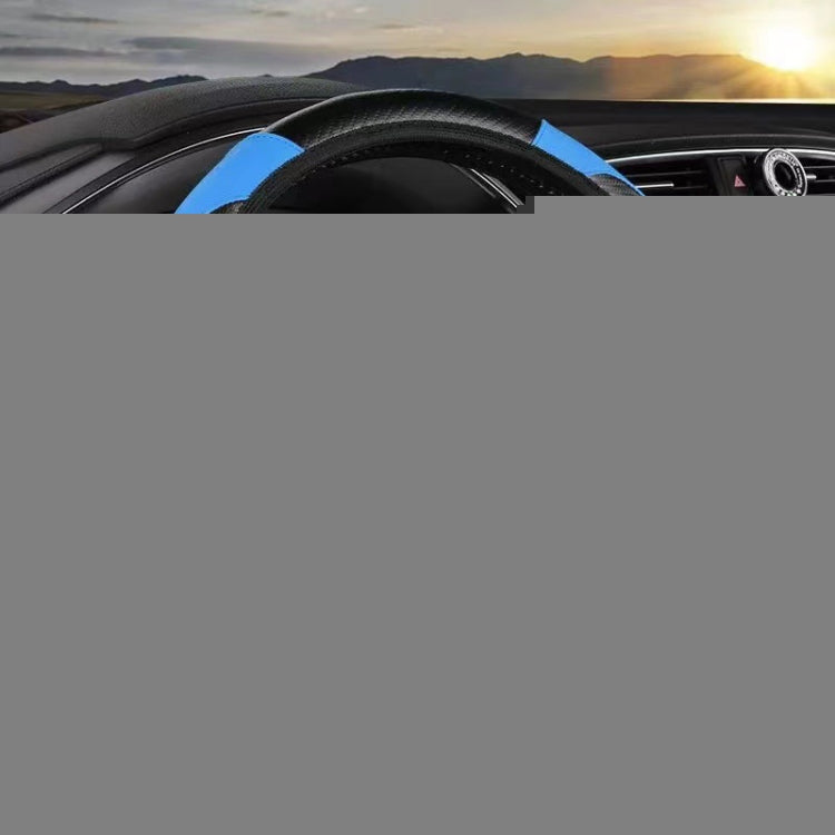 39cm Carbon Fiber Elastic Leather Without Inner Ring Car Steering Wheel Cover, Blue, Purple, Red, Claret, Black