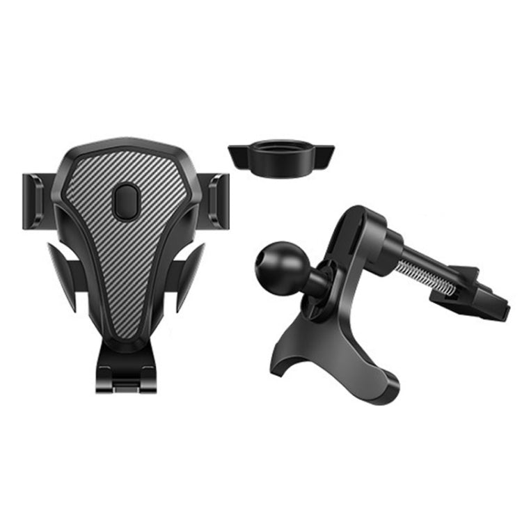 Carbon Fiber Automotive Phone Holder Car Navigation Bracket Telescopic Model, Air Outlet, Suction Stent, 2 In 1