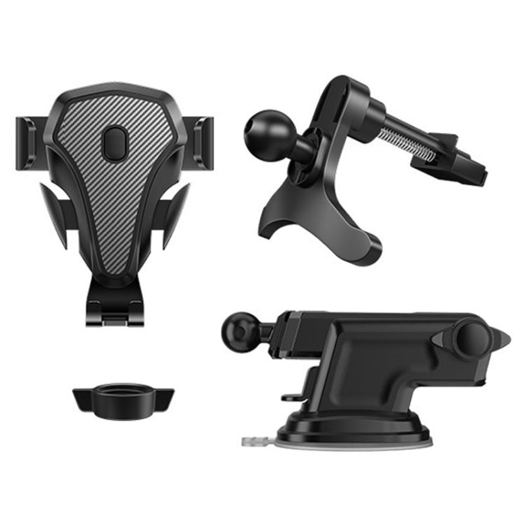 Carbon Fiber Automotive Phone Holder Car Navigation Bracket Telescopic Model, Air Outlet, Suction Stent, 2 In 1