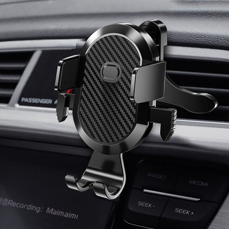 Carbon Fiber Automotive Phone Holder Car Navigation Bracket Telescopic Model, Air Outlet, Suction Stent, 2 In 1