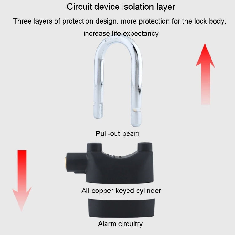 Outdoor Door Anti-Theft Alarm Lock Waterproof Anti-Pick Motorcycle Bicycle Padlock, Short Beam Model, Long Beam Model