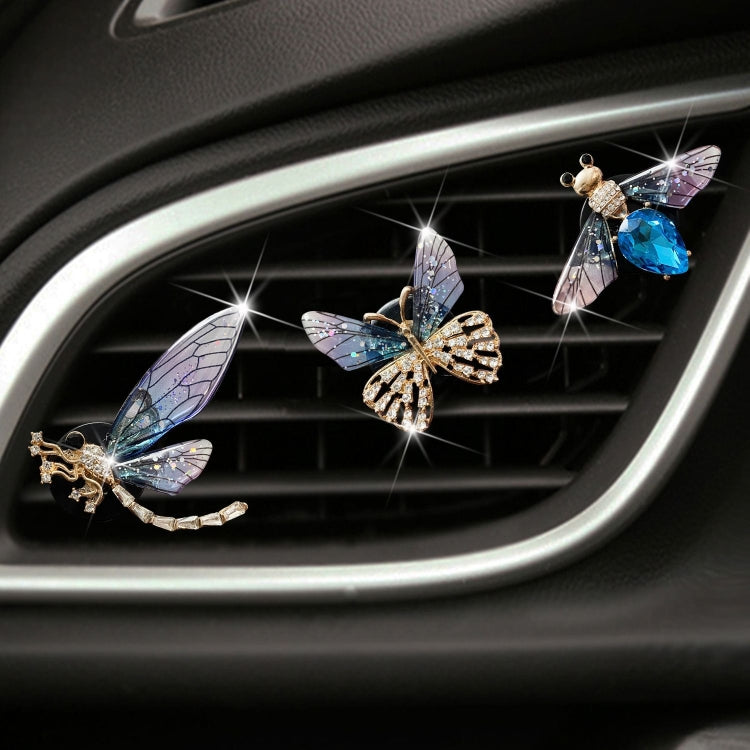 3pcs/set Metal Butterfly Dragonfly Bee Car Air Vent Aromatherapy Decorative Clip