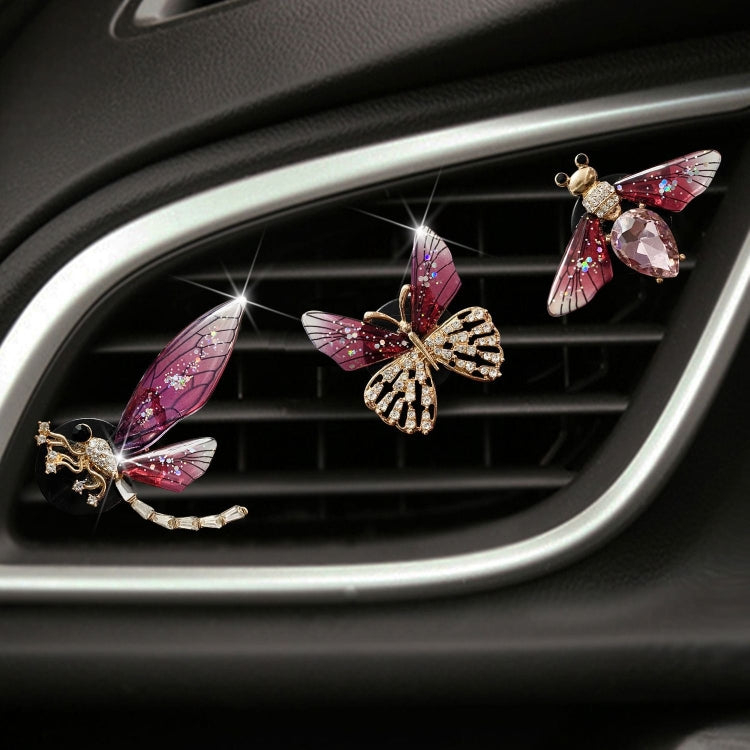 3pcs/set Metal Butterfly Dragonfly Bee Car Air Vent Aromatherapy Decorative Clip