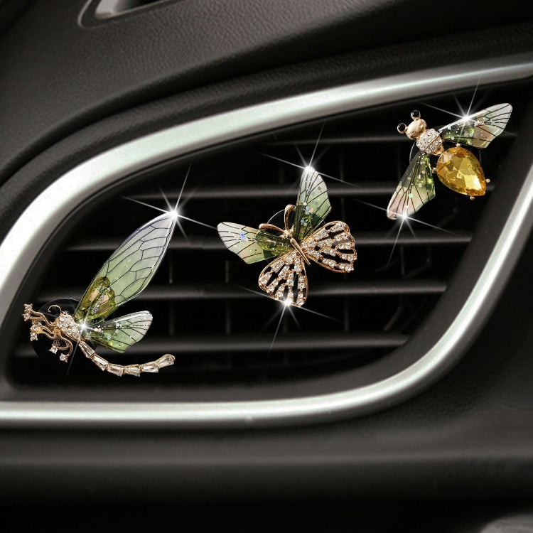 3pcs/set Metal Butterfly Dragonfly Bee Car Air Vent Aromatherapy Decorative Clip